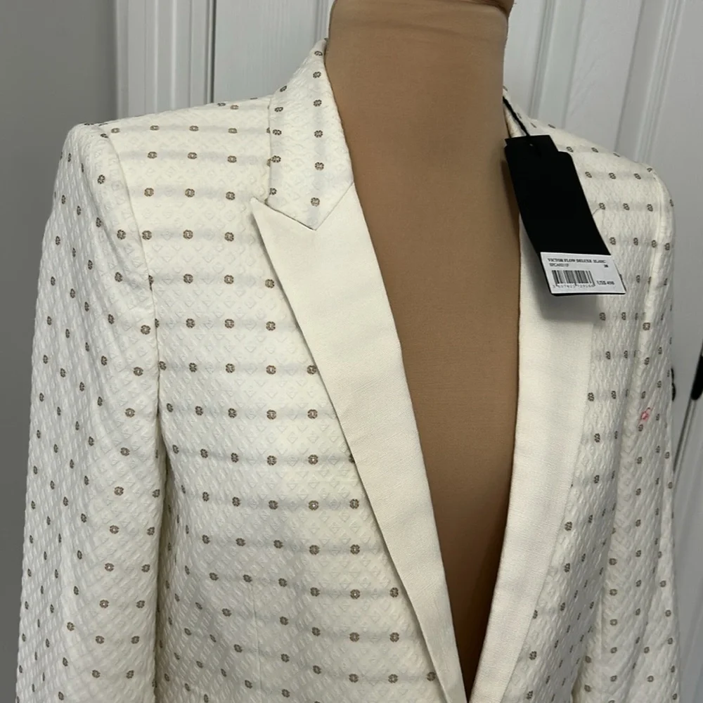 Zadig & Voltaire Deluxe Victor Flow Textured Cream Blazer - Picture 6 of 14